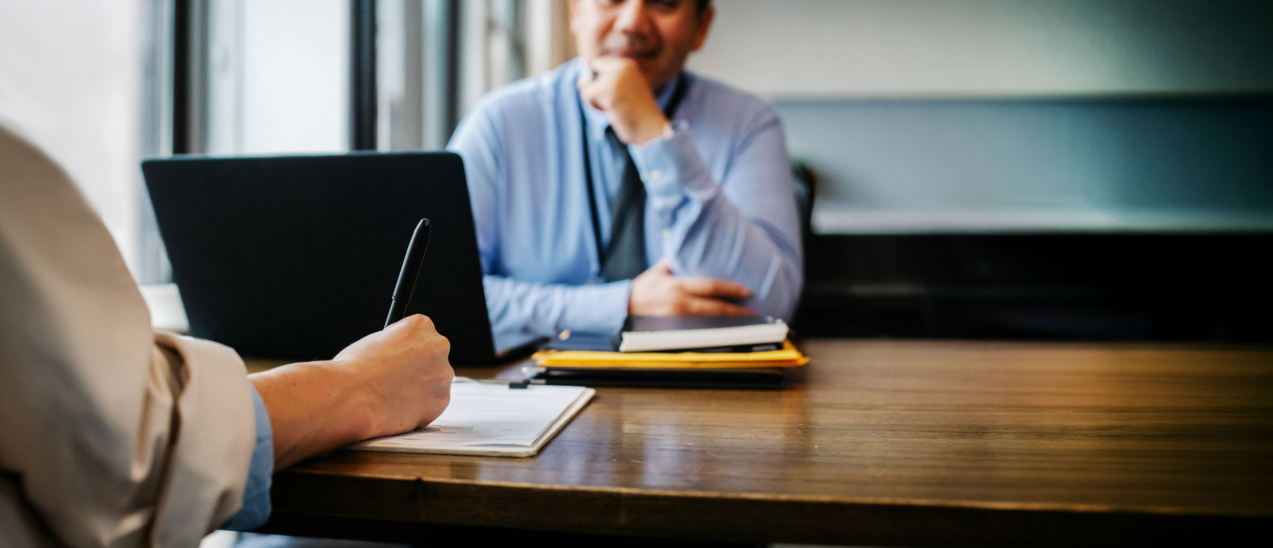 Two people in a job interview