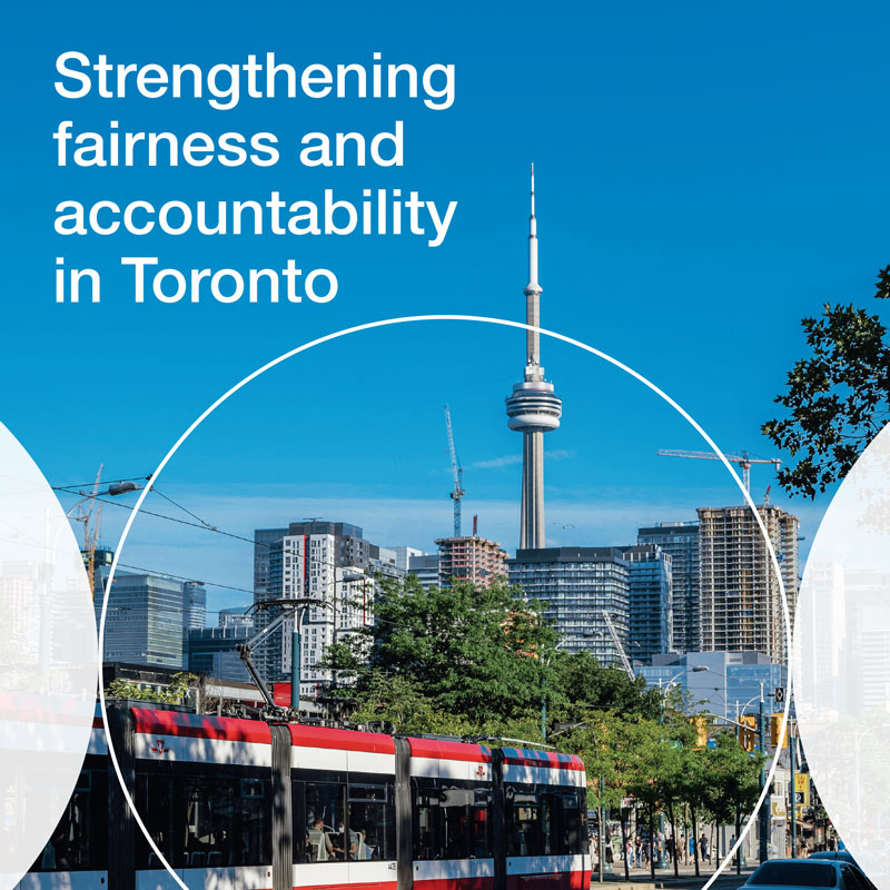 Cover of 2025 annual report, titled: Strengthening fairness and accountability in Toronto